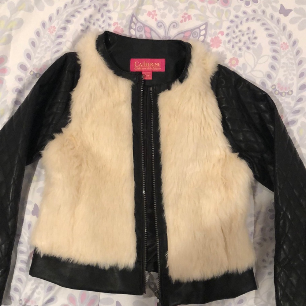 Girls size SM (7/8) faux leather/fur jacket